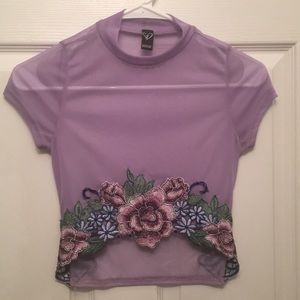 Windsor embroidered sheer crop top